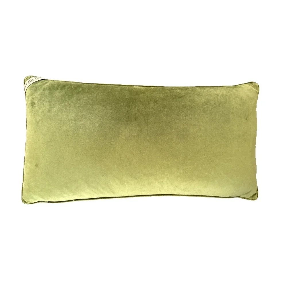 Callisto Home Velvet Lumbar Pillow Emerald Green Down Feather Insert 25 X 13 EUC